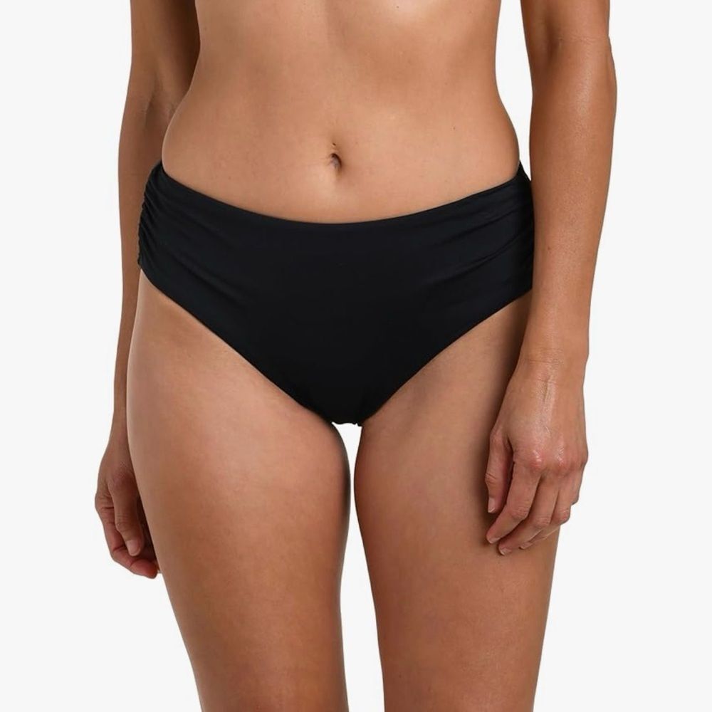 La Blanca Women's Island Goddess Mid Waist Pant Bikini Bottom Black 8 NWT